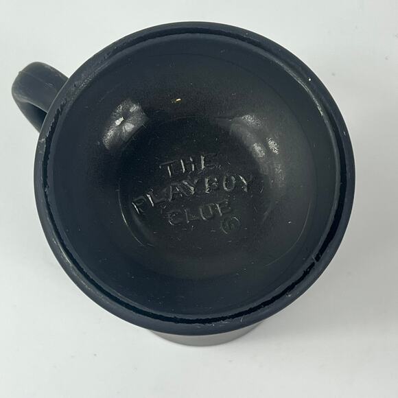 5 Vintage Playboy Club Black Drinking Mugs Glass Matte Black Gold Tankard 16oz - Picture 6 of 16